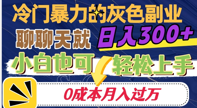冷门暴利的副业项目，聊聊天就能日入300+，0成本月入过万