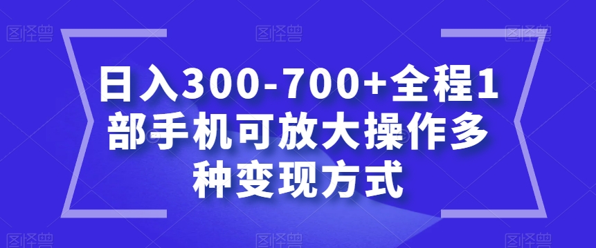 日入300-700+全程1部手机可放大操作多种变现方式
