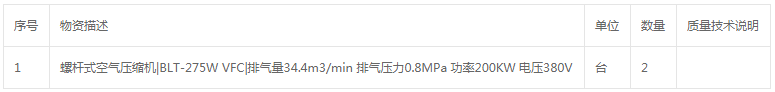 黄岩汇煤矿螺杆式空气压缩机采购询价公告