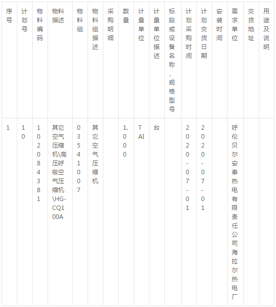 安泰海拉尔热电厂化学检修高压呼吸空气压缩机询价